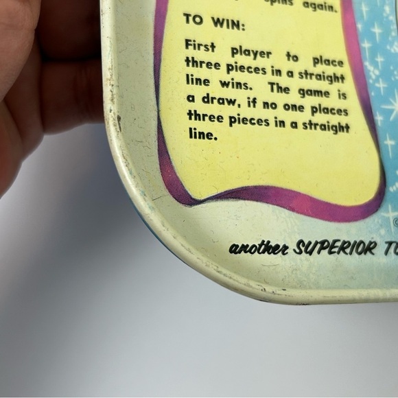 Vintage Disney 1960's Mickey Mouse Tic-Tac-Toe metal tray game with spinner - Picture 6 of 8